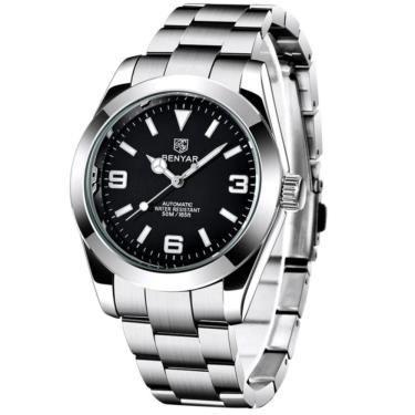 Imagem de Relógio De Pulso Mecânico Em Aço Inoxidavel Design Esportivo Impermeável Preto