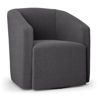 Imagem de Poltrona Stella Max Bouclê Grafite Base Giratória - D'rossi