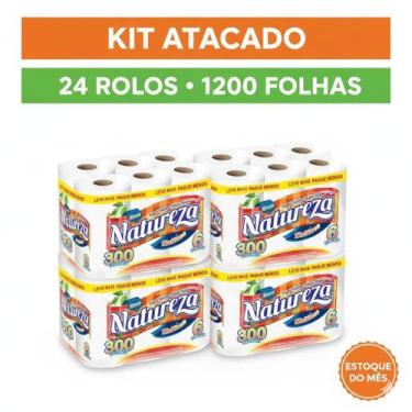Imagem de Papel Toalha Folha dupla em rolo Natureza 24 rolos com 1200 Folhas LEV