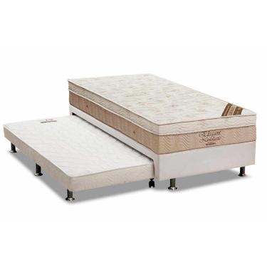 Imagem de Cama Box C/Auxiliar Solteiro: Colchão Ortobom Nanolastic Elegant + Base Crc Courano Branco(88X188)