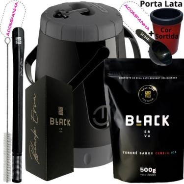 Imagem de Kit Completo Tereré Black Erva Mate Garrafa térmica Unitermi Copo Inox
