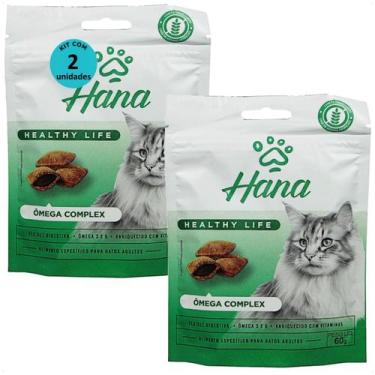 Imagem de Snack hana healthy life ômega complex para gatos adultos 60g kit com 2