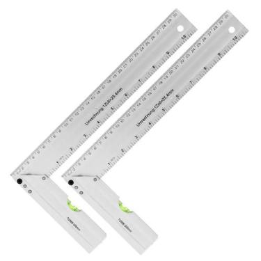 Imagem de Kit Par Esquadro De Precisão Profissional 12 Polegadas 30cm Com Nível 
