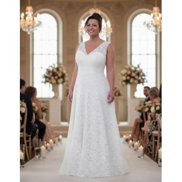 Imagem de Vestido Renda 86 Festa Longo Noiva Casamento Plus Size Civil - Bella F