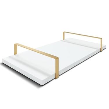 Imagem de Bandeja Decorativa 25x50cm Borda Infinita Branca Com Alça Cobre - Lubr