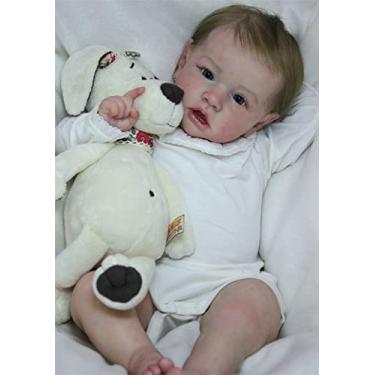 Imagem de SHENGX Bebe Reborn Realista, Boneca Reborn Realista - 55cm 22 Polegadas, Material De Silicone Sólido De Vinil Corpo Inteiro Lavável, Ela É Bem Parecida Com Um Bebê, Menina, C