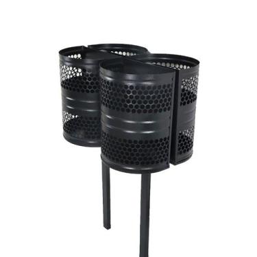 Imagem de Lixeira Polônia 4 Cestos Parque Calçada Rua Tela Moeda 120cm - Santa E