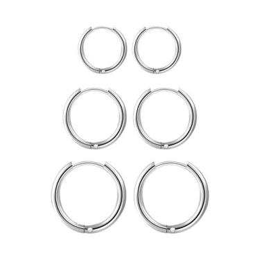 Imagem de Conjunto De Brincos De Argola Pequenos Em Aço Inoxidável Hipoalergênic