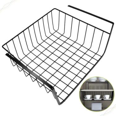 Imagem de Cesto Organizador Suspenso de Prateleira Armário Escritório Cozinha Ca