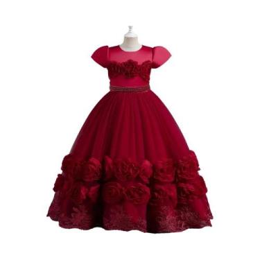 Imagem de Vestido De Princesa Com Flores Para Meninas, Vestido De Festa De Natal