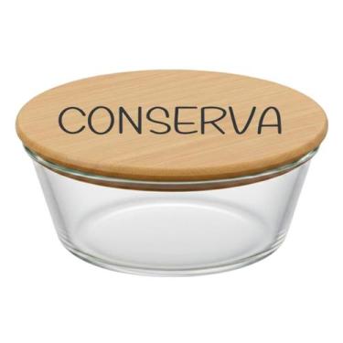 Imagem de Pote Hermético Redondo Vidro e Tampa de Bambu (930 ml) Conserva - Casa