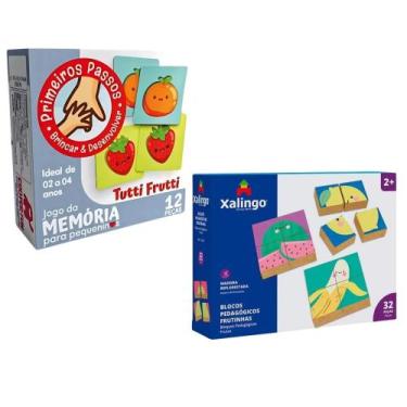Imagem de Kit Jogos Educativos Infantis Associação Tutti Frutti e Blocos Pedagóg
