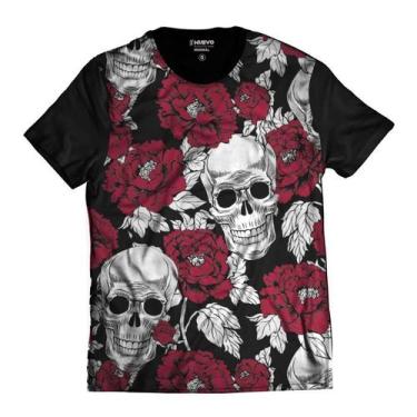Imagem de Camisa Caveira Mexicana Rosas Florida Swag - Di Nuevo, M, Preto
