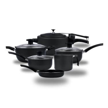 Imagem de Jogo de Panelas Variadas 6 peças + Omeleteira Preto - ARS