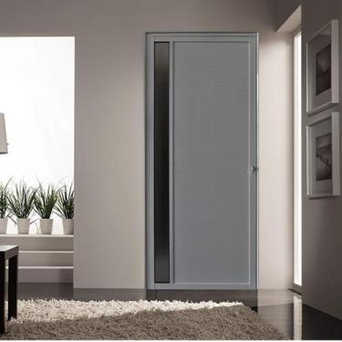 Imagem de Porta de Alumínio Lambril 210x80cm com Visor Hale Esquadrias Abertura 