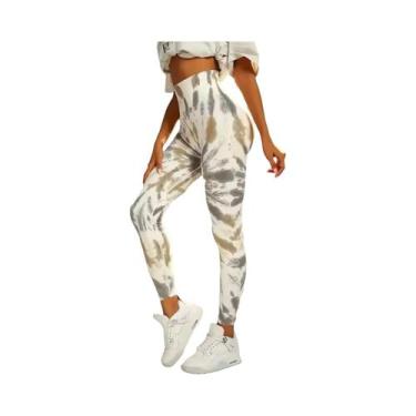 Imagem de Calças De Yoga Femininas De Cintura Alta Sem Costura Tie Dye, Leggings