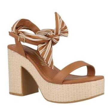 Imagem de Sandália Anabela Feminino Vizzano Salto Alto Anabela 6541103- Caramelo-Feminino