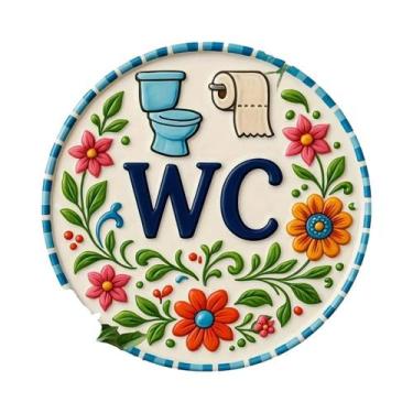 Imagem de Placa De Sinalização De Banheiro Retrô Com Efeito Madeira Vintage, Fác