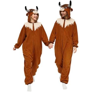 Imagem de vavalad Macacão adulto fantasia de Natal Halloween cosplay feminino masculino, N-highland Cow, G
