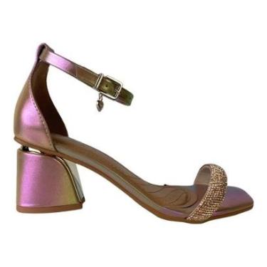 Imagem de Sandalia Feminina Ramarim Salto Grosso Bloco Com Strass-Feminino