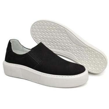 Imagem de Sapato Slip on Masculino Sola Alta Couro Legítimo Camurça-Masculino