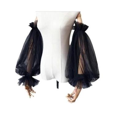 Imagem de Luvas De Noiva De Tule Destacáveis Com Punho Elástico Removível, Luvas