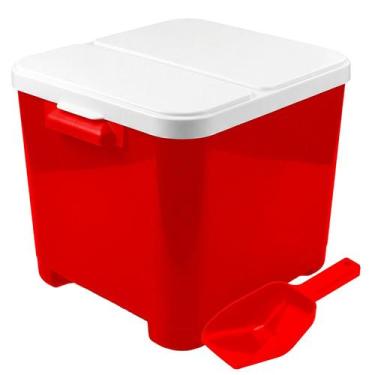 Imagem de Pote De Ração 15 Kg + Pá Dosadora Container Vedado Para Cachorros E Ga