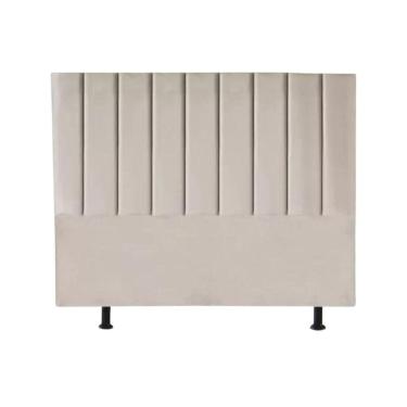 Imagem de Cabeceira Carla Casal Madeira Maciça Estofada em Tecido Suede Bege