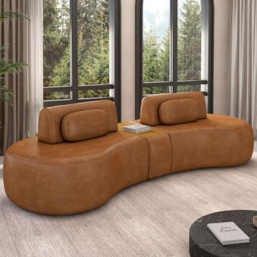 Imagem de Sofá 4 Lugares Orgânico Para Sala Living Com Puff 302cm Vasti M03 mate