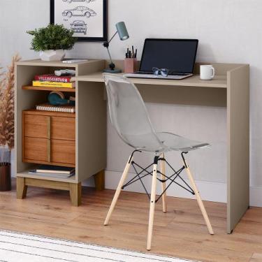 Imagem de Escrivaninha Mesa Luminos Multiuso 2 Gavetas Nichos Quarto Home Office