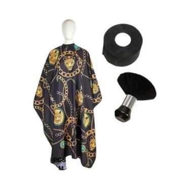 Imagem de Kit Profissional Unissex Para Corte De Cabelo Com Capa Anti-Manchas, A