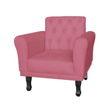 Imagem de Poltrona Decorativa Pés Luis VX Para Recepção Classic Suede Rosa Barbi