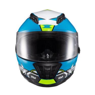 Imagem de Capacete Motoqueiro Óculos Solar Texx Fechado Wing Superstar, Azul Ver