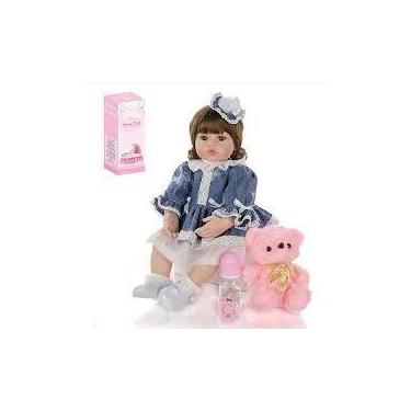 Imagem de Brinquedo Boneca bebê reborn de silicone realista 100% artesanal urso 