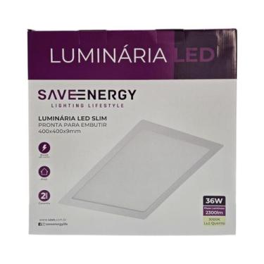 Imagem de Painel Plafon Led Embutir 40x40cm 36W 3000K Branco Bivolt - Save Energ