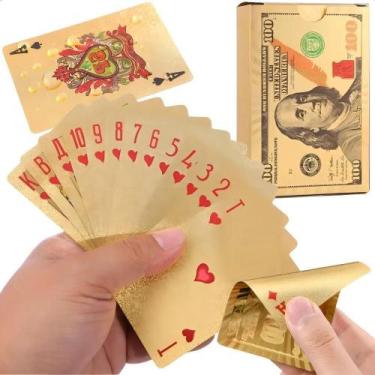Imagem de Baralho de Cartas Carat Gold Backside Dolar Dorso Flexível e Durável D