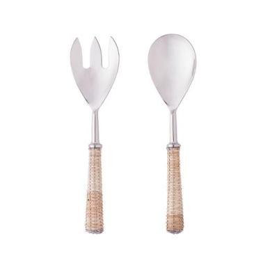 Imagem de Conjunto 2 Peças Colher e Garfo para Salada de Aço Inox com Cabo em Ra