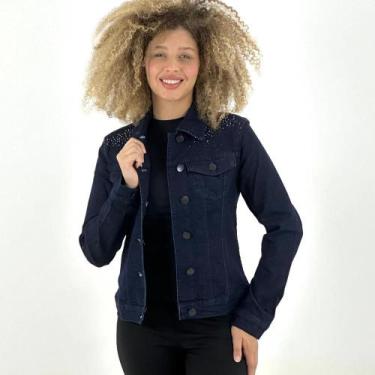Imagem de Jaqueta Young Style Jeans Feminina, P, Jeans escuro