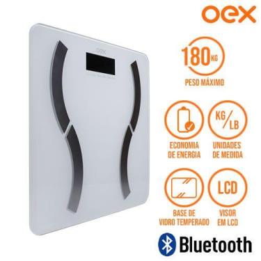 Imagem de Balança Digital Bluetooth Visor LCD Até 180Kg - Oex