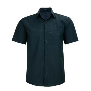 Imagem de Camisa Social LBL Masculina Manga Curta Com Bolso Plus Size Tamanho P 