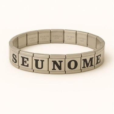 Imagem de Pulseira Italiana Elástica De Aço Inoxidável Nome Letra - Lojas La&Ny 