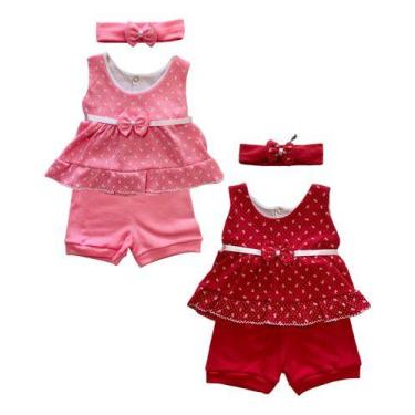 Imagem de Conjunto Bebê Camiseta Shorts E Faixa Feminino - 3 Peças - Rockport, M
