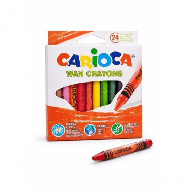 Imagem de Kit Lápis de Cera Multicoloridos Laváveis sem Glúten Traço Macio 24 Unidades para Atividades