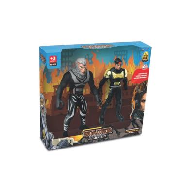 Imagem de Kit Brinquedo Infantil Super Herói Animal War com Bonecos Articulados e Espadas para Brincadeira Criativa