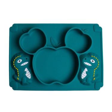 Imagem de Prato Infantil Dinossauro De Silicone Com Ventosa - HM0749 - ds, Verde