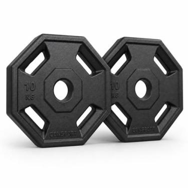 Imagem de Par Anilhas 10kg Consport Revestida em ABS Peso Academia Treino Muscul