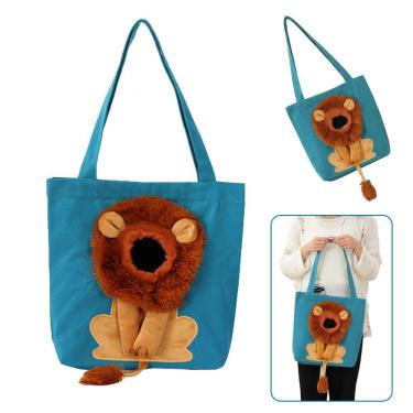 Imagem de Bolsa de Transporte para Pets AB Mídia BSL3906 Gato e Cachorro Náilon Estampa Leão Azul 290g