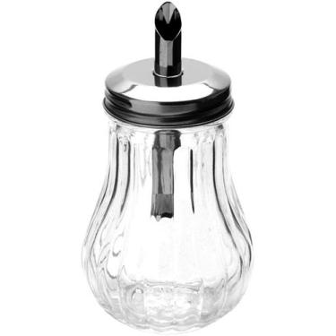 Imagem de Açucareiro Dosador 200ml 14cm por 7,5cm Vidro Com Tampa Aço Inox - Lyo