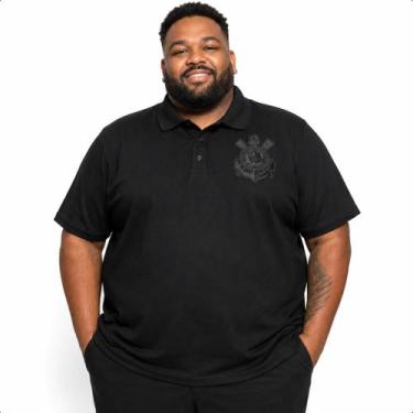 Imagem de Camisa Polo Corinthians Masculina Plus Size Preta - Coimbra, G3, Preto