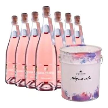 Imagem de Kit Espumante Casa Perini Aquarela Rose 07 Garrafas Balde